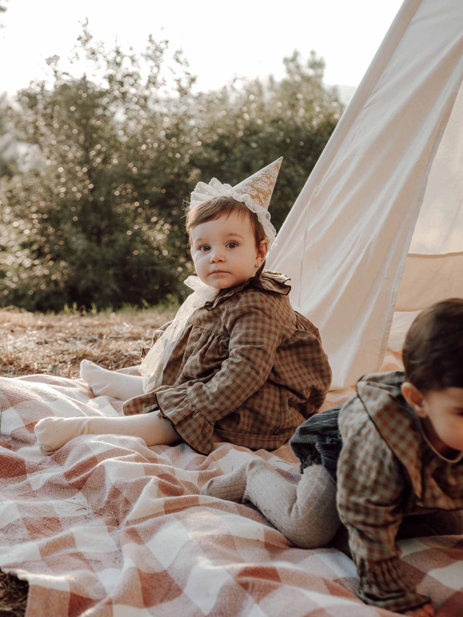 Filipa's dress in Sagewood Gingham