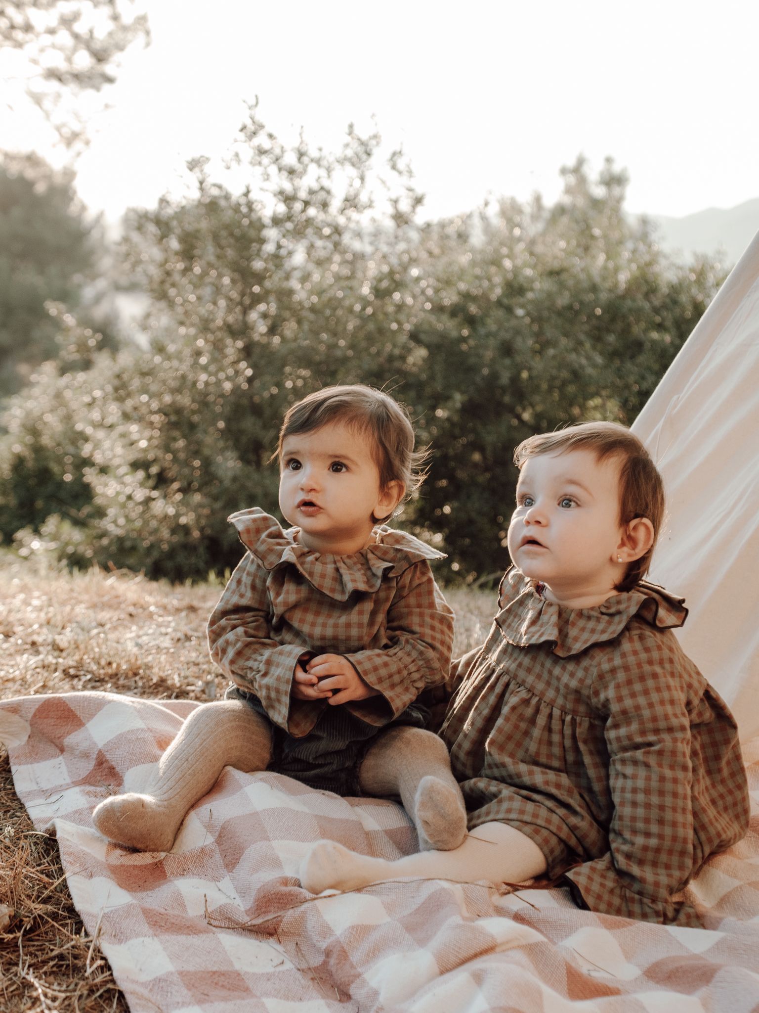 Marco's romper in Sagewood Gingham