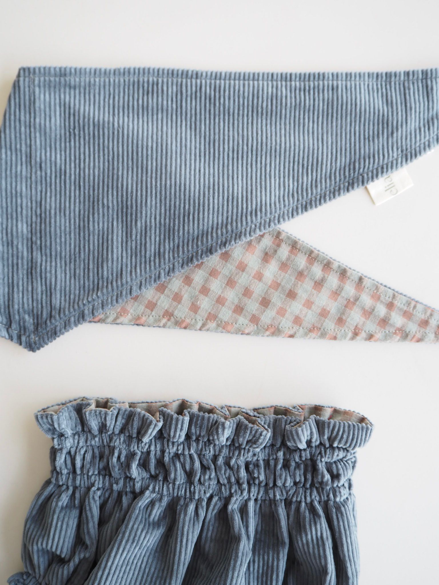 Candela's Bandana Reversible in Duck Blue and Sagewood