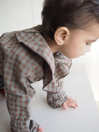 Marco's romper in Sagewood Gingham