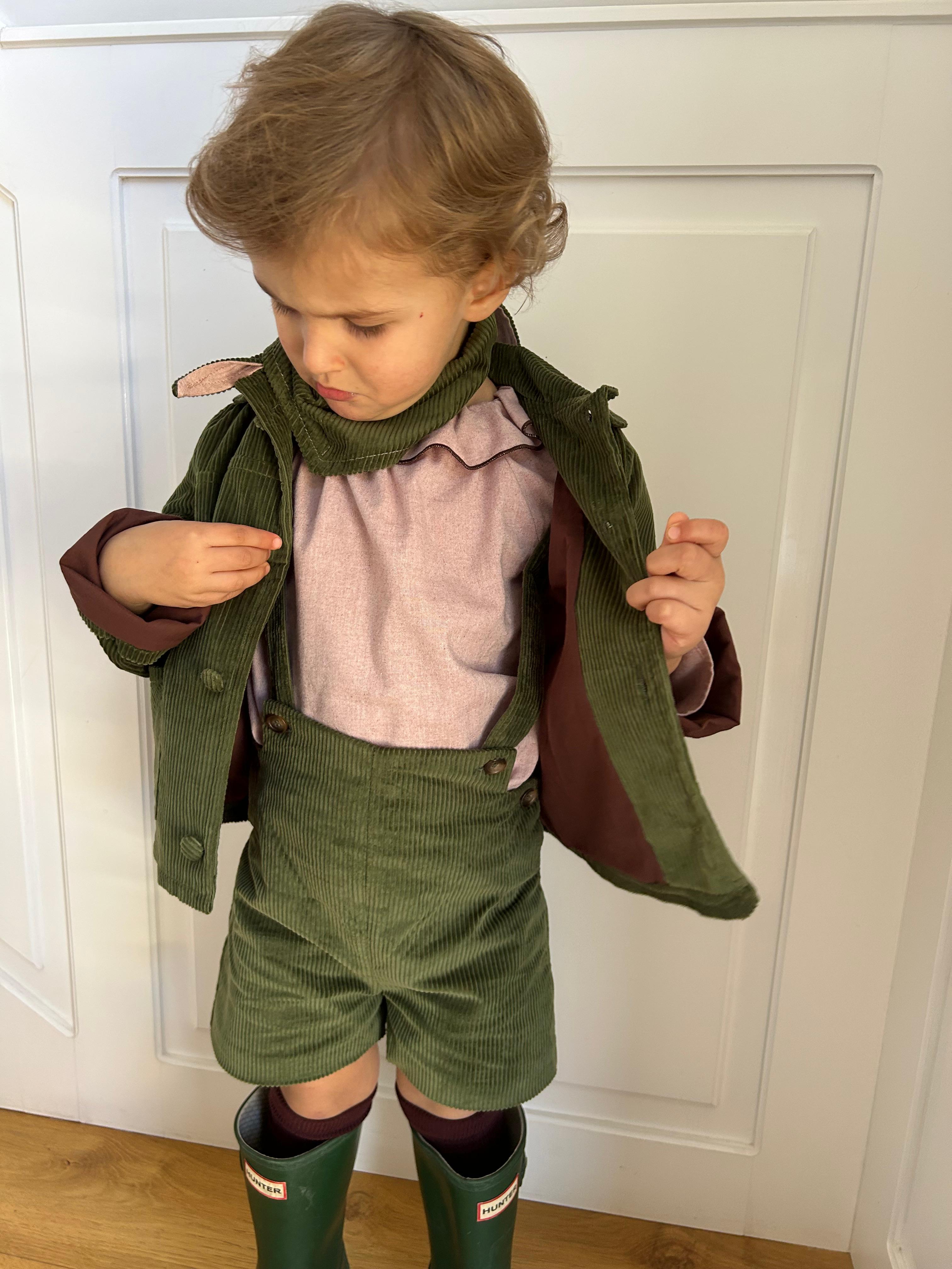 Lucas's shorts in Loden Green Corduroy