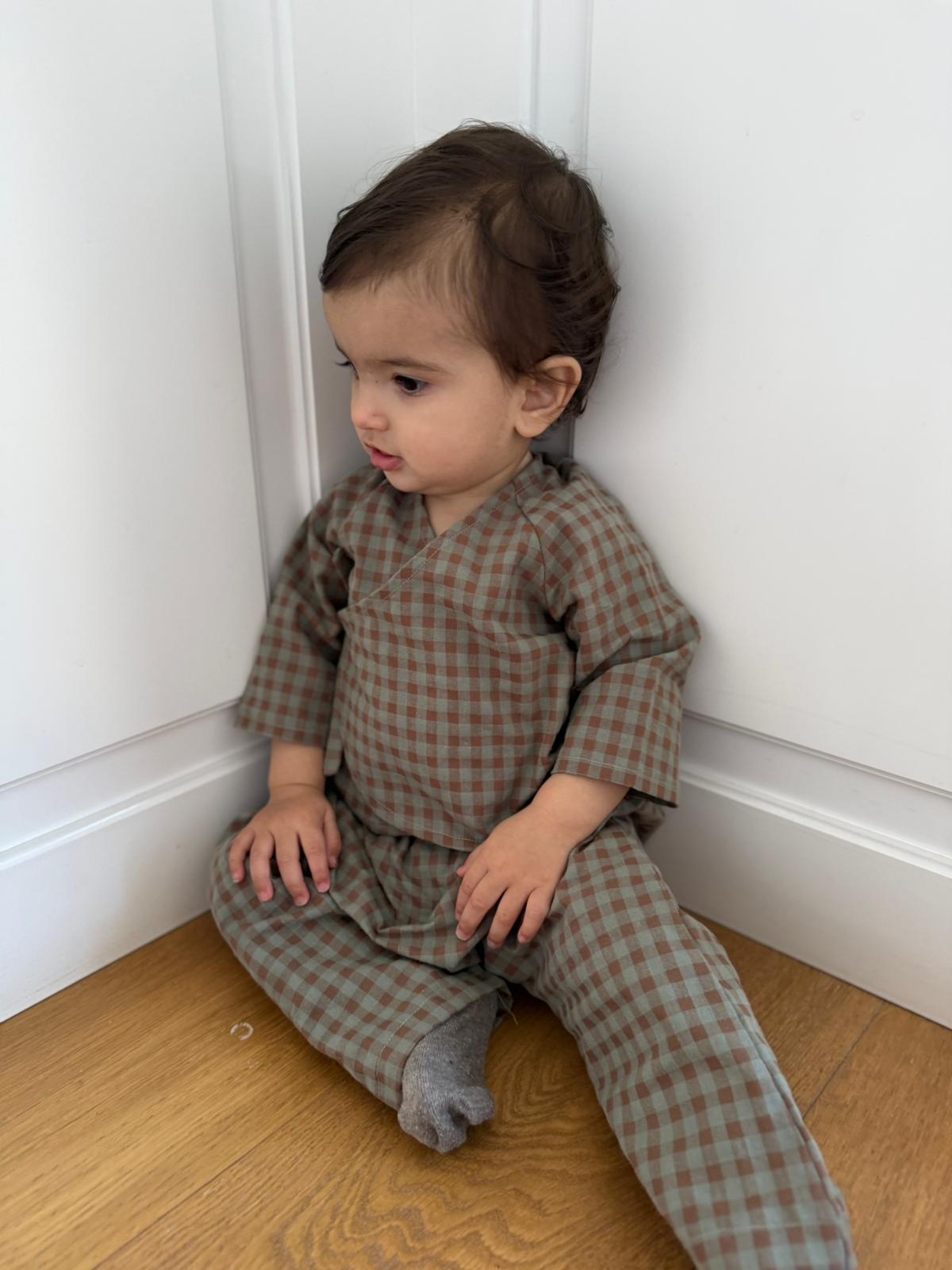 Teo's set in Sagewood Gingham