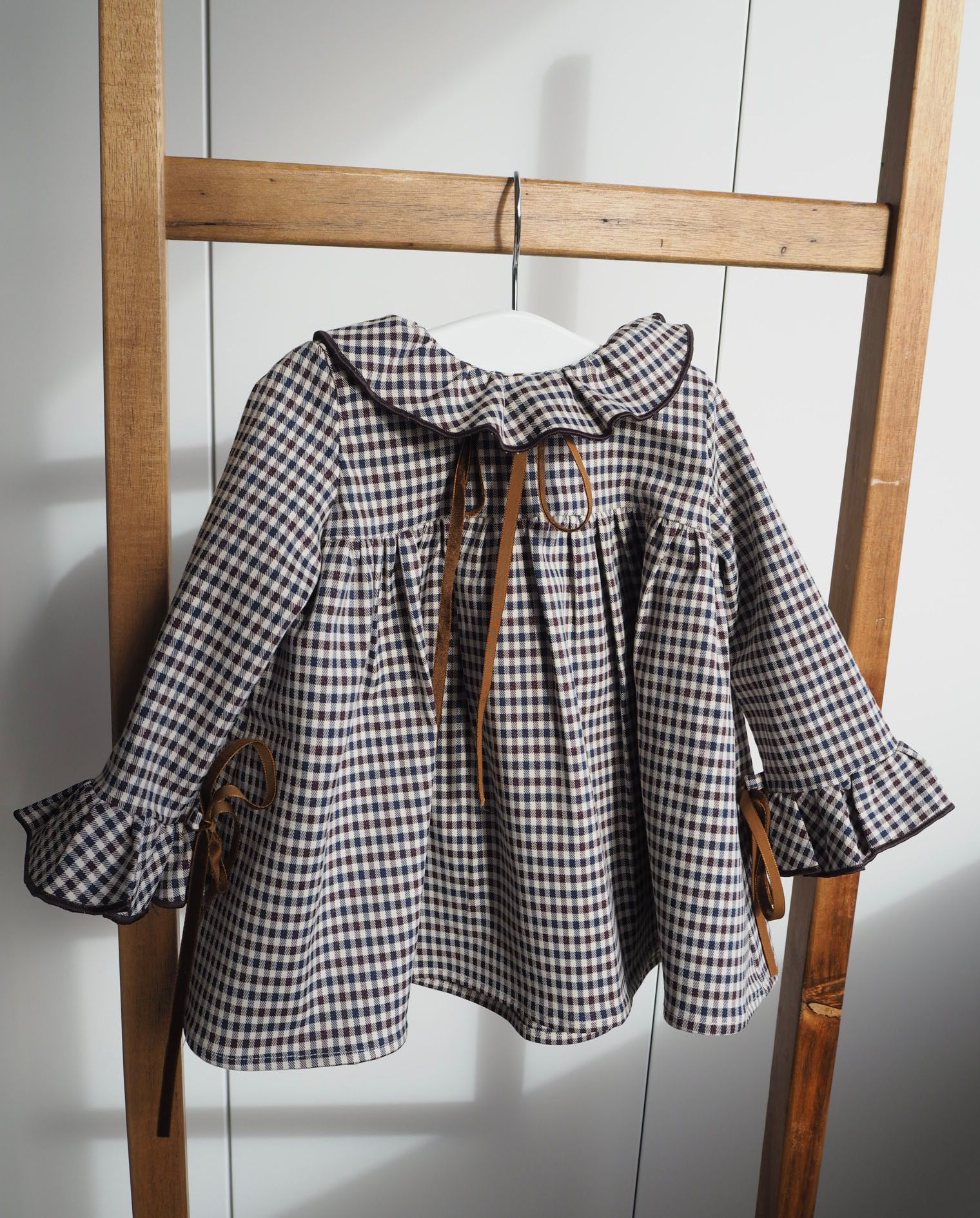 Filipa's dress in Navy and Berry Gingham